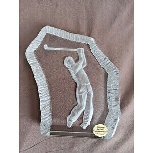 Vintage Bleikristall Germany 24% Crystal Golfer Figurine Paperweight Art Glass